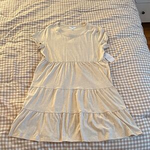 Girls' Cream Tiered T-Shirt Dress - Unbranded